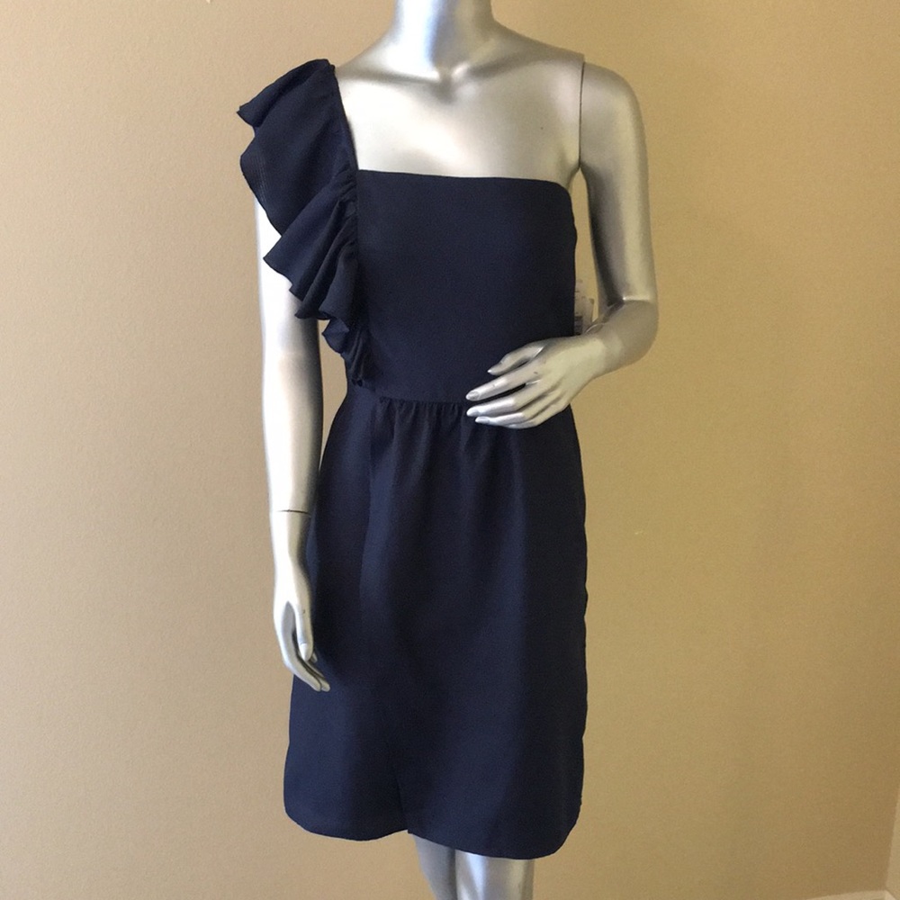 Gianni Bini Navy One Shoulder Dress